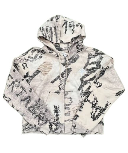 Vertabrae Ivory Graffiti Zip-Up Hoodie