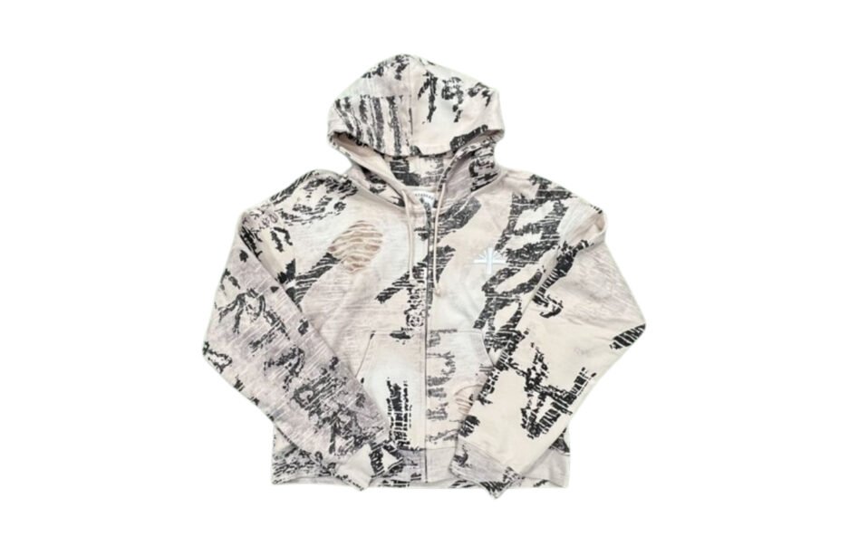 Vertabrae Ivory Graffiti Zip-Up Hoodie